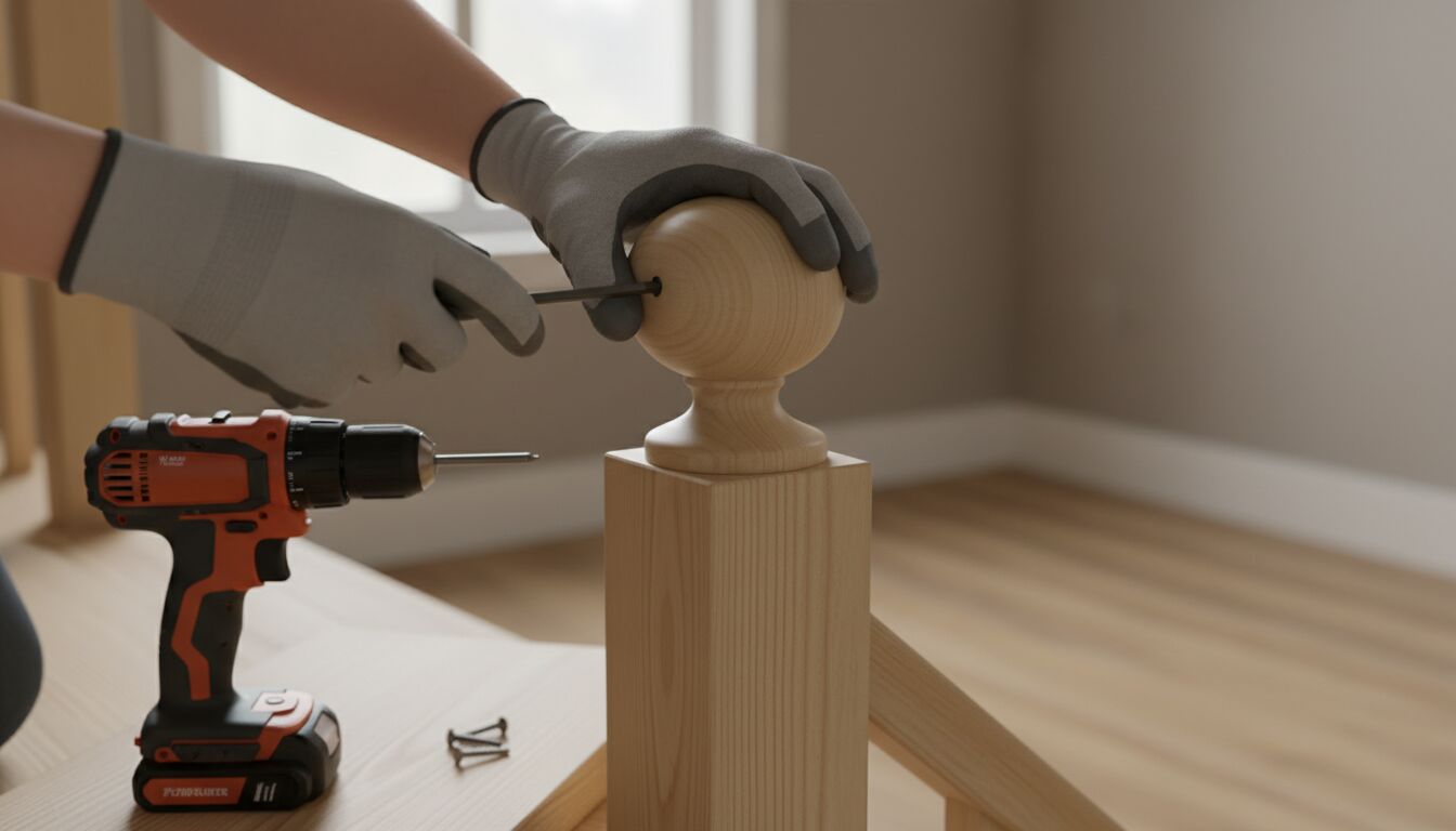 fixer une boule d'escalier