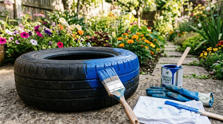 comment peindre un pneu pour jardin