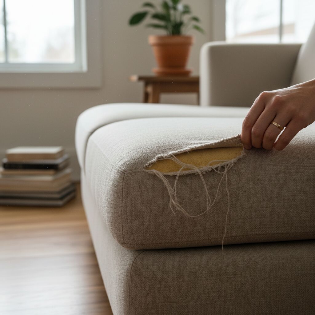 comment recoudre un tissu déchiré sur un canapé