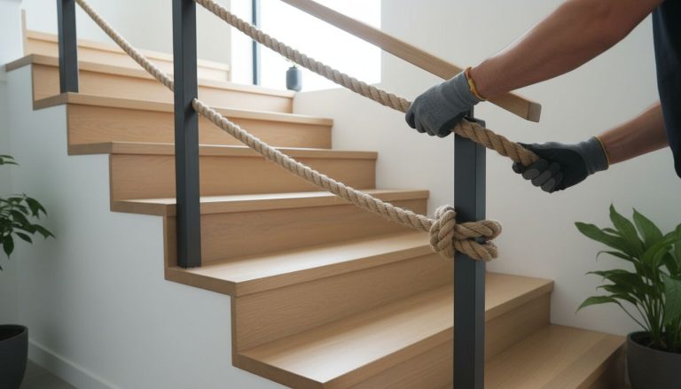 comment poser une rampe d'escalier en corde