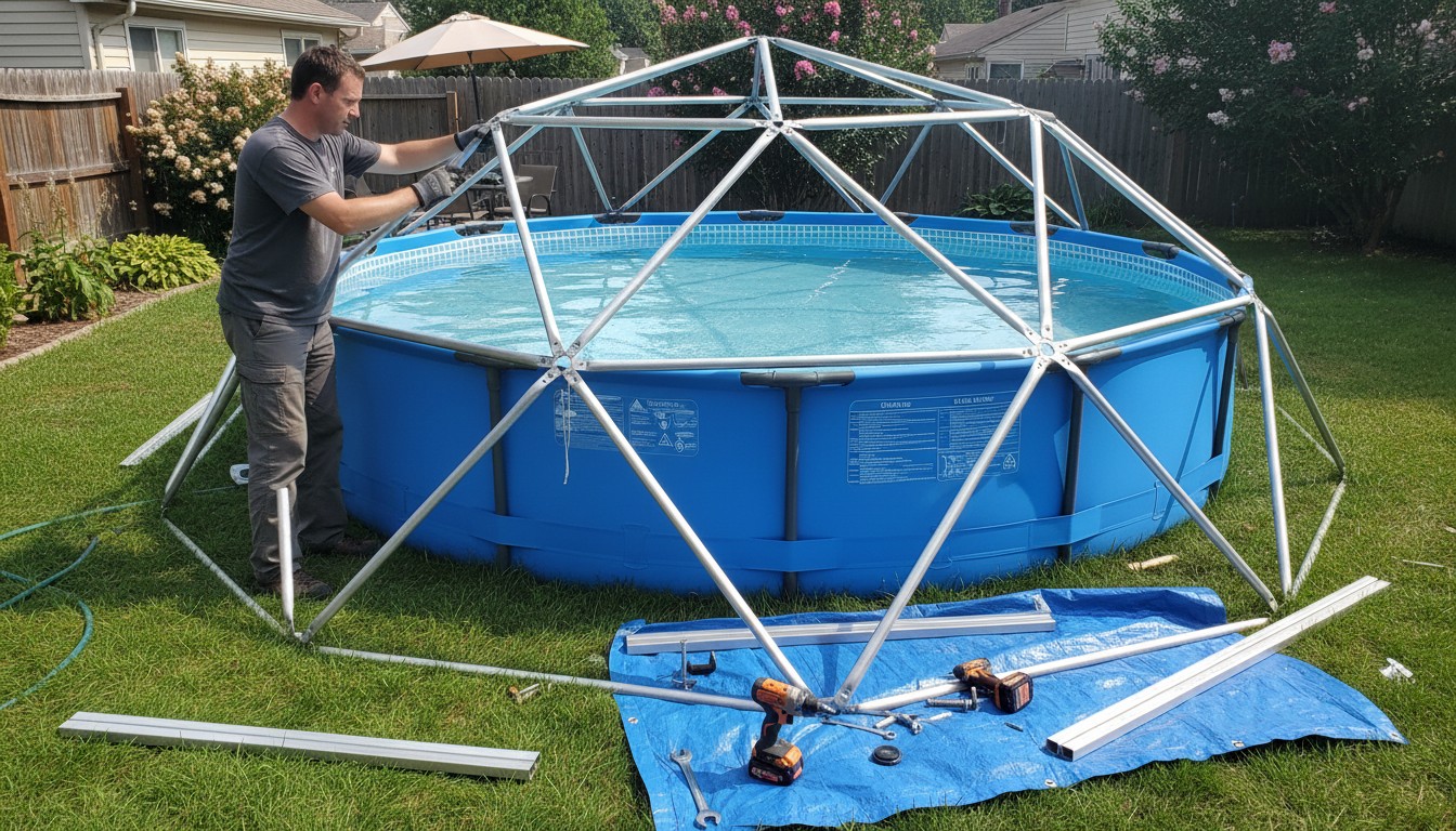 fabriquer dôme pour piscine tubulaire