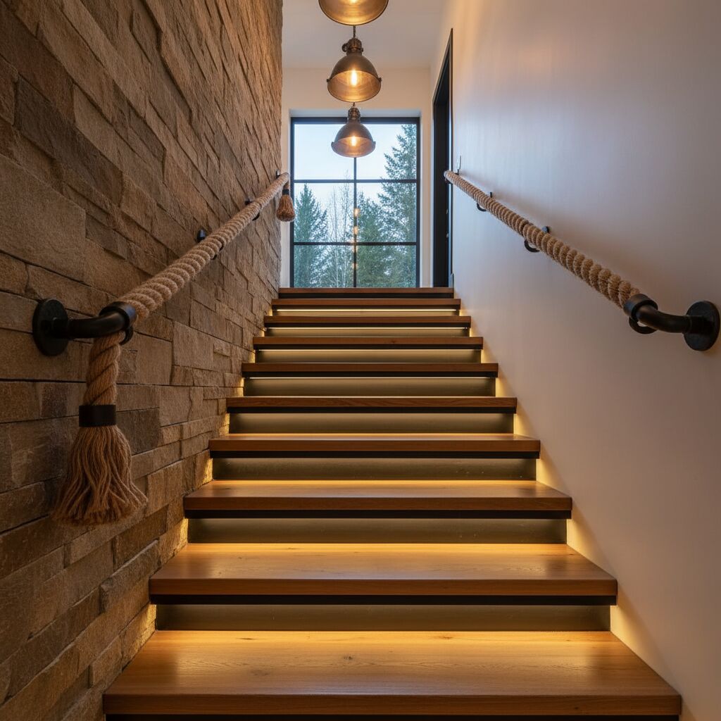 fixation corde rampe escalier