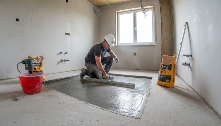 étapes pour installer un receveur extra-plat sur une dalle en béton